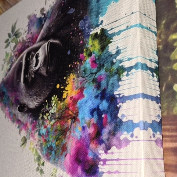Silverback Gorilla Watercolor Oil Painting Canvas Wall Art Print - Picture 4 of 7